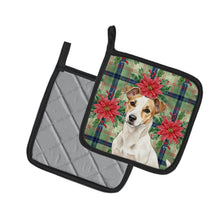 Load image into Gallery viewer, White and Tan Jack Russell Terrier Christmas PoinsettIas Pair of Pot Holders