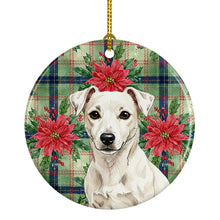 Load image into Gallery viewer, White Jack Russell Terrier Christmas PoinsettIas Ceramic Ornament