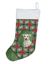 Load image into Gallery viewer, White Jack Russell Terrier Christmas PoinsettIas Holiday Stocking