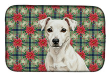 Load image into Gallery viewer, White Jack Russell Terrier Christmas PoinsettIas Dish Drying Mat