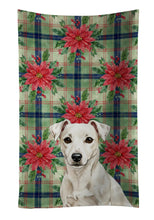 Load image into Gallery viewer, White Jack Russell Terrier Christmas PoinsettIas Kitchen Towel