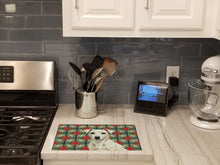 Load image into Gallery viewer, White Jack Russell Terrier Christmas PoinsettIas Glass Cutting Board
