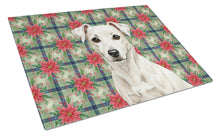 Load image into Gallery viewer, White Jack Russell Terrier Christmas PoinsettIas Glass Cutting Board