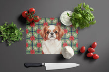 Load image into Gallery viewer, Red and White Japanese Chin Christmas PoinsettIas Glass Cutting Board