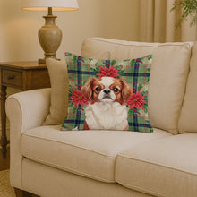 Load image into Gallery viewer, Red and White Japanese Chin Christmas PoinsettIas Throw Pillow