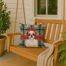 Load image into Gallery viewer, Red and White Japanese Chin Christmas PoinsettIas Throw Pillow