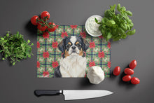 Load image into Gallery viewer, Tricolor Japanese Chin Christmas PoinsettIas Glass Cutting Board