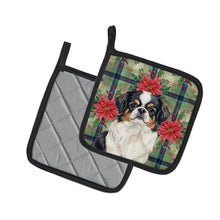 Load image into Gallery viewer, Tricolor Japanese Chin Christmas PoinsettIas Pair of Pot Holders