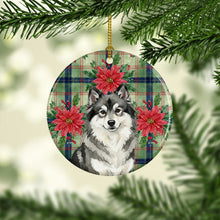 Load image into Gallery viewer, Keeshond Christmas PoinsettIas Ceramic Ornament