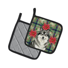 Load image into Gallery viewer, Keeshond Christmas PoinsettIas Pair of Pot Holders
