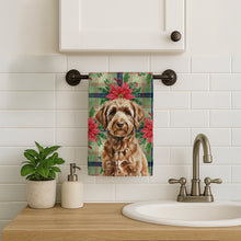 Load image into Gallery viewer, Chocolate Labradoodle Christmas PoinsettIas Kitchen Towel