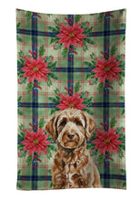 Load image into Gallery viewer, Chocolate Labradoodle Christmas PoinsettIas Kitchen Towel
