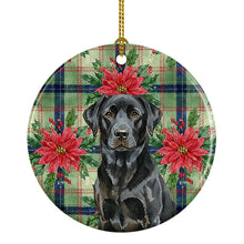 Load image into Gallery viewer, Black Labrador Retriever Christmas PoinsettIas Ceramic Ornament