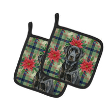 Load image into Gallery viewer, Black Labrador Retriever Christmas PoinsettIas Pair of Pot Holders