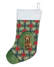 Load image into Gallery viewer, Chocolate Labrador Retriever Christmas PoinsettIas Holiday Stocking