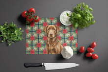 Load image into Gallery viewer, Chocolate Labrador Retriever Christmas PoinsettIas Glass Cutting Board