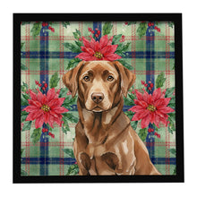 Load image into Gallery viewer, Chocolate Labrador Retriever Christmas PoinsettIas Framed Metal Print