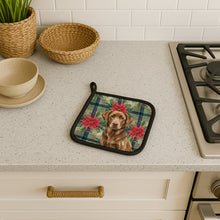 Load image into Gallery viewer, Chocolate Labrador Retriever Christmas PoinsettIas Pair of Pot Holders