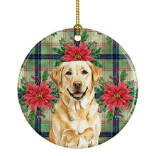 Load image into Gallery viewer, Yellow Labrador Retriever Christmas PoinsettIas Ceramic Ornament