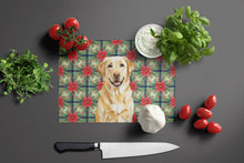 Load image into Gallery viewer, Yellow Labrador Retriever Christmas PoinsettIas Glass Cutting Board