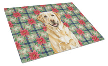 Load image into Gallery viewer, Yellow Labrador Retriever Christmas PoinsettIas Glass Cutting Board