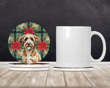 Load image into Gallery viewer, Lagotto Romagnolo Christmas PoinsettIas Large Sandstone Coasters Pack of 4