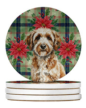 Load image into Gallery viewer, Lagotto Romagnolo Christmas PoinsettIas Large Sandstone Coasters Pack of 4