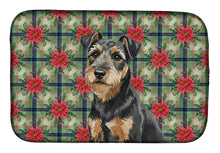 Load image into Gallery viewer, Black and Tan Lakeland Terrier Christmas PoinsettIas Dish Drying Mat