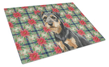 Load image into Gallery viewer, Black and Tan Lakeland Terrier Christmas PoinsettIas Glass Cutting Board