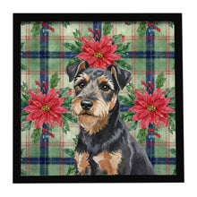 Load image into Gallery viewer, Black and Tan Lakeland Terrier Christmas PoinsettIas Framed Metal Print