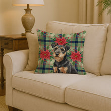Load image into Gallery viewer, Black and Tan Lakeland Terrier Christmas PoinsettIas Throw Pillow