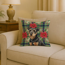 Load image into Gallery viewer, Black and Tan Lakeland Terrier Christmas PoinsettIas Throw Pillow