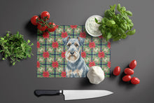 Load image into Gallery viewer, Blue Lakeland Terrier Christmas PoinsettIas Glass Cutting Board