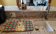 Load image into Gallery viewer, Lion Yellow Leonberger Christmas PoinsettIas Dish Drying Mat