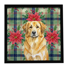 Load image into Gallery viewer, Lion Yellow Leonberger Christmas PoinsettIas Framed Metal Print