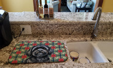 Load image into Gallery viewer, Black Lhasa Apso Christmas PoinsettIas Dish Drying Mat