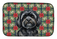 Load image into Gallery viewer, Black Lhasa Apso Christmas PoinsettIas Dish Drying Mat