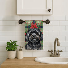 Load image into Gallery viewer, Black Lhasa Apso Christmas PoinsettIas Kitchen Towel