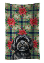 Load image into Gallery viewer, Black Lhasa Apso Christmas PoinsettIas Kitchen Towel