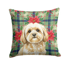 Load image into Gallery viewer, Cream Lhasa Apso Christmas PoinsettIas Throw Pillow