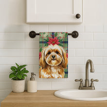 Load image into Gallery viewer, Gold Lhasa Apso Christmas PoinsettIas Kitchen Towel