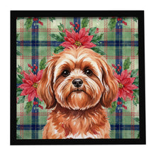 Load image into Gallery viewer, Red Lhasa Apso Christmas PoinsettIas Framed Metal Print