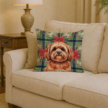 Load image into Gallery viewer, Red Lhasa Apso Christmas PoinsettIas Throw Pillow