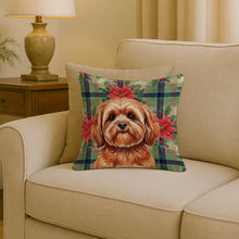 Load image into Gallery viewer, Red Lhasa Apso Christmas PoinsettIas Throw Pillow