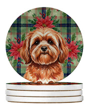 Load image into Gallery viewer, Red Lhasa Apso Christmas PoinsettIas Large Sandstone Coasters Pack of 4