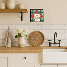 Load image into Gallery viewer, Maltipoo Christmas PoinsettIas Framed Metal Print