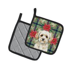 Load image into Gallery viewer, Maltipoo Christmas PoinsettIas Pair of Pot Holders