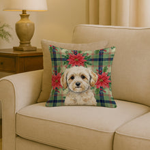Load image into Gallery viewer, Maltipoo Christmas PoinsettIas Throw Pillow