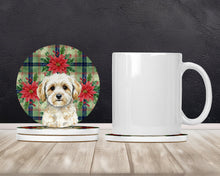 Load image into Gallery viewer, Maltipoo Christmas PoinsettIas Large Sandstone Coasters Pack of 4
