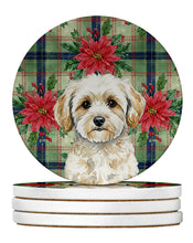 Load image into Gallery viewer, Maltipoo Christmas PoinsettIas Large Sandstone Coasters Pack of 4